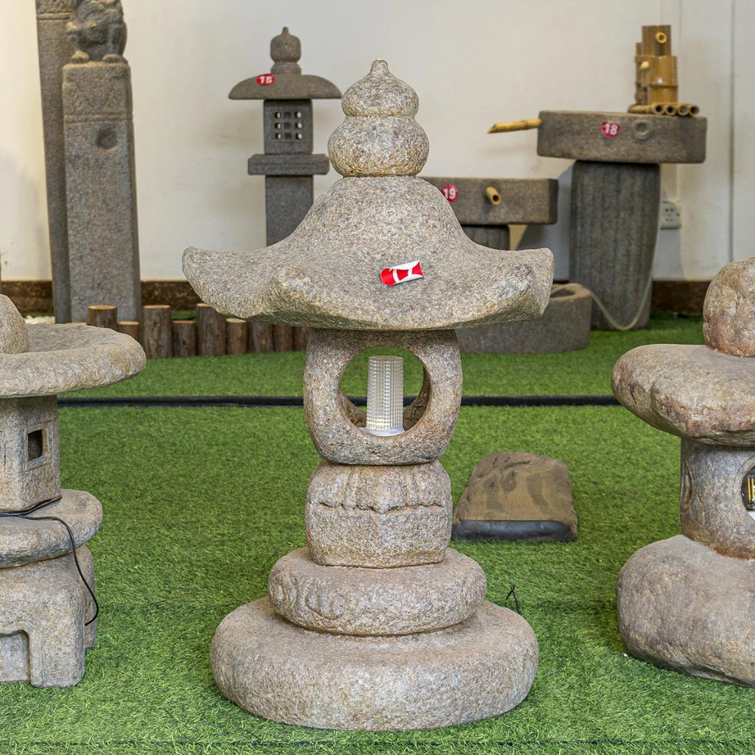 中式石灯仿古太阳能庭院灯园林石灯景观灯花园别墅造景户外灯