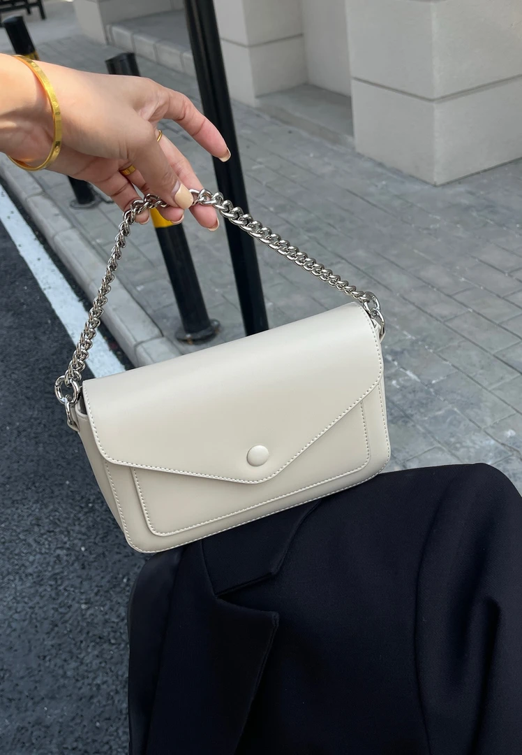 ZLX拉链单肩双根斜挎包白色简约9989