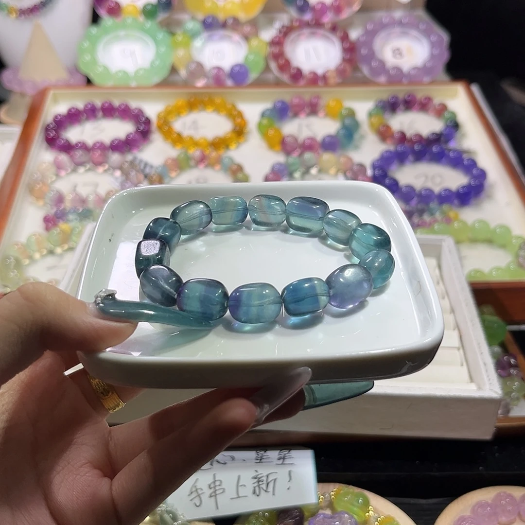 未镶嵌手链萤石魔鬼绿糖豆