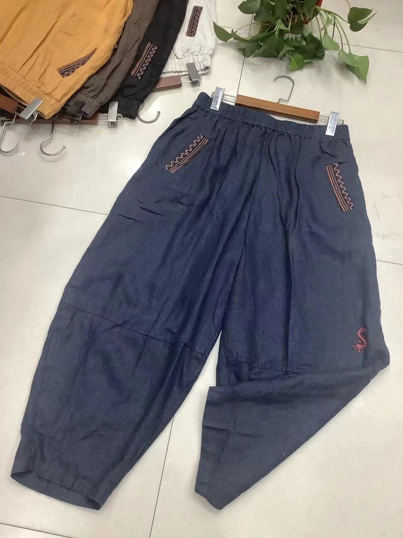 休闲风纯色百搭棉麻裤（多色）