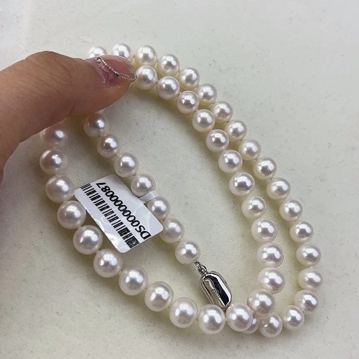 淡水珍珠颈饰银S925镶嵌➕7.8高品极光炫彩