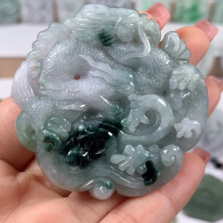 翡翠未镶嵌颈饰仿古龙行天下两面工艺福利