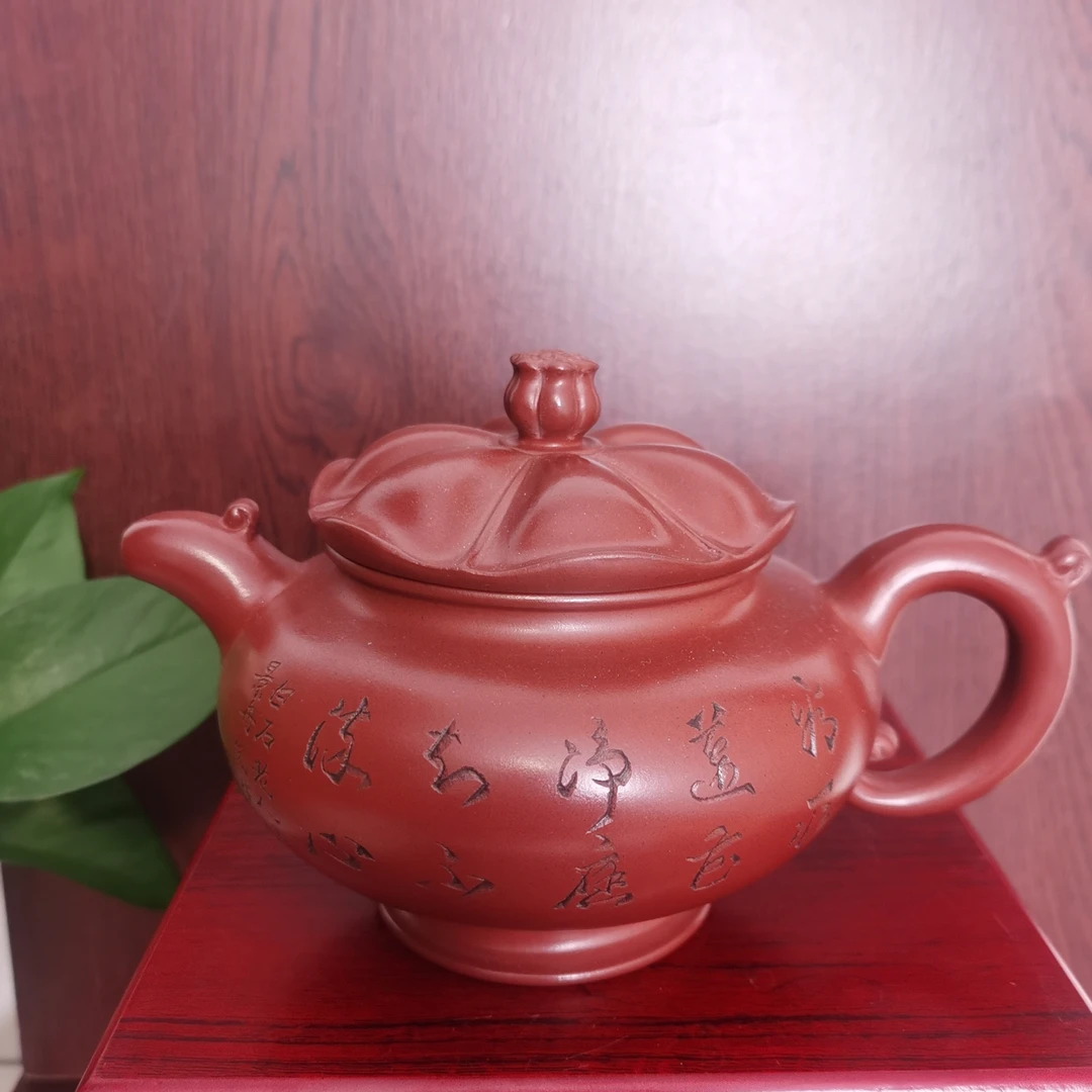 宜兴海棠红皮龙掇枝精品紫砂壶