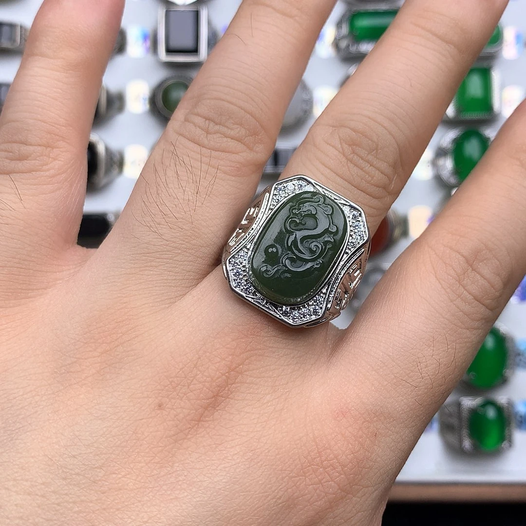 和田玉合金戒指98