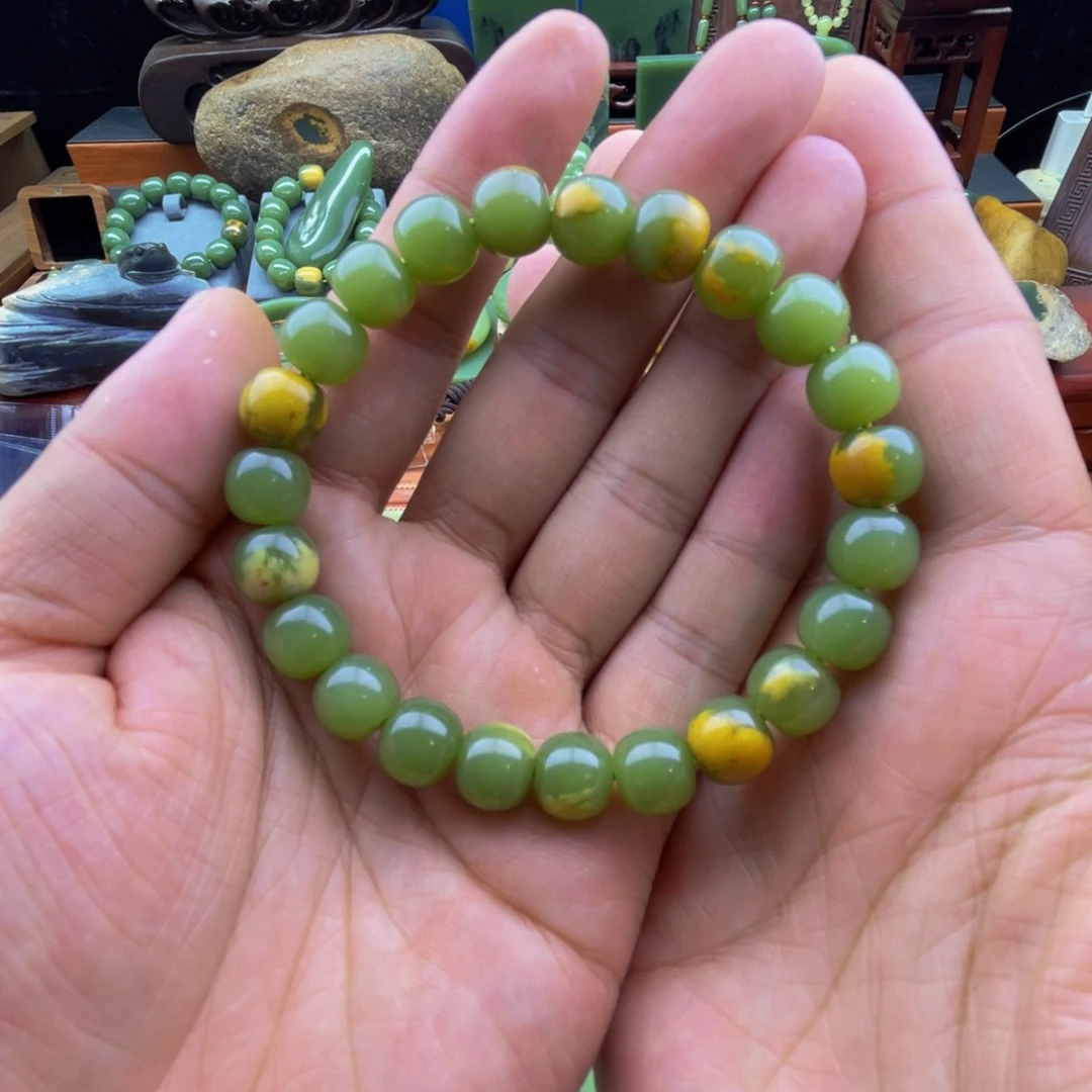 知***黑岫岩河磨玉（透闪石质玉）未镶嵌手链