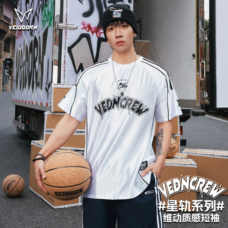 维动星轨短袖投篮服T恤男夏季美式篮球训练服运动跑步透气上衣潮V