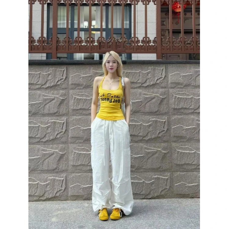 【现货】辣妹小吊带背心女夏季复古内搭打底设计感印花上衣-6890