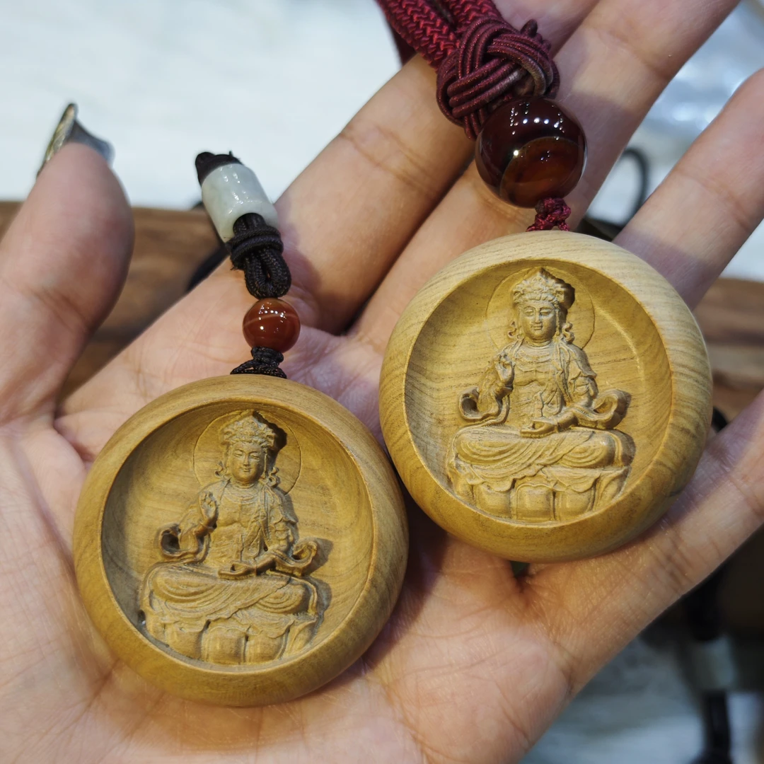 龙珠岛祝福定制纯檀香心材观音平安挂件