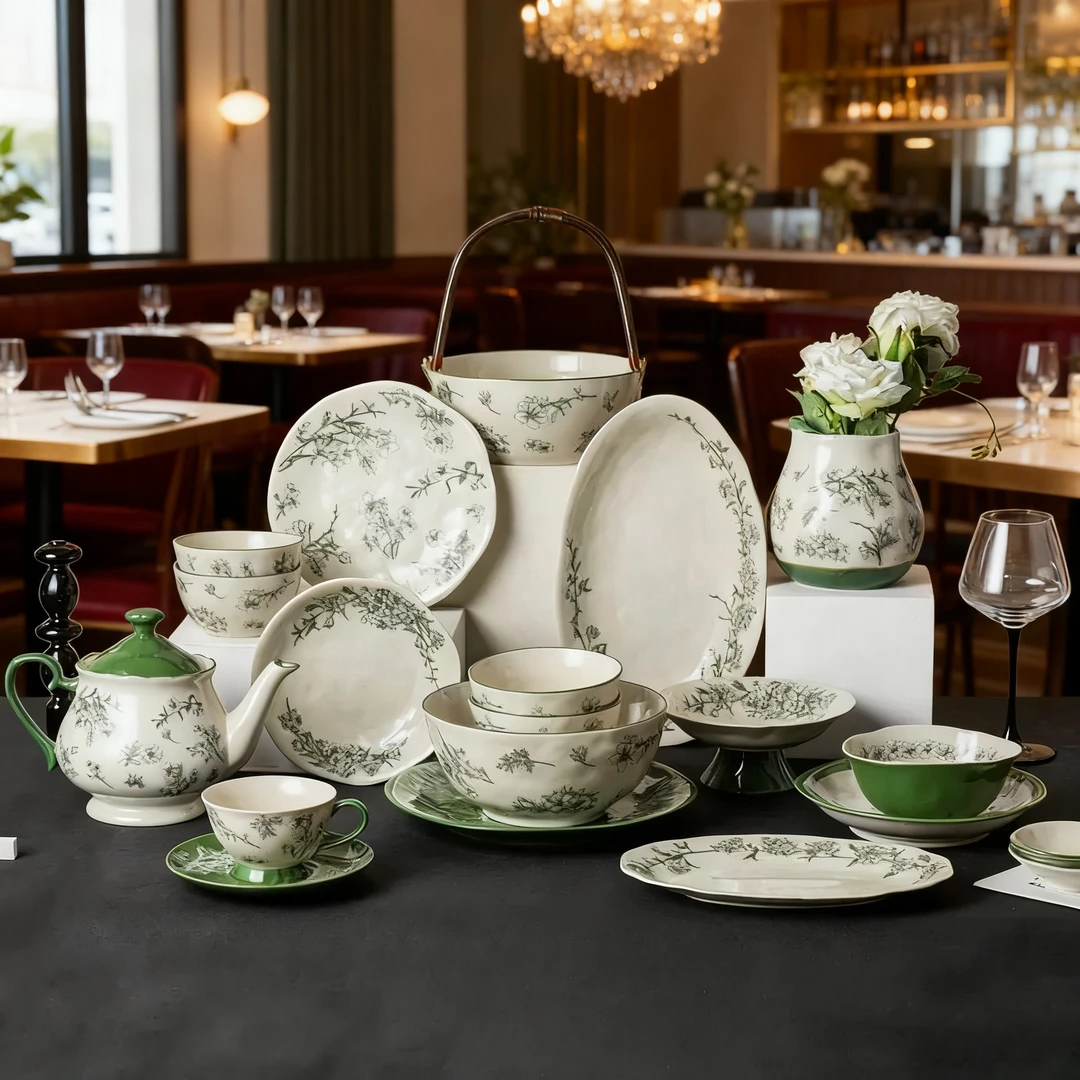 硕加陶瓷餐具碗碟套装家用国潮风碗盘碟中式米饭碗盘子釉中彩汤碗