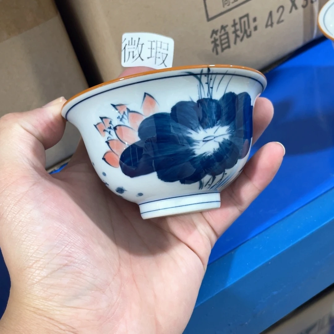 釉下手绘茶具微瑕