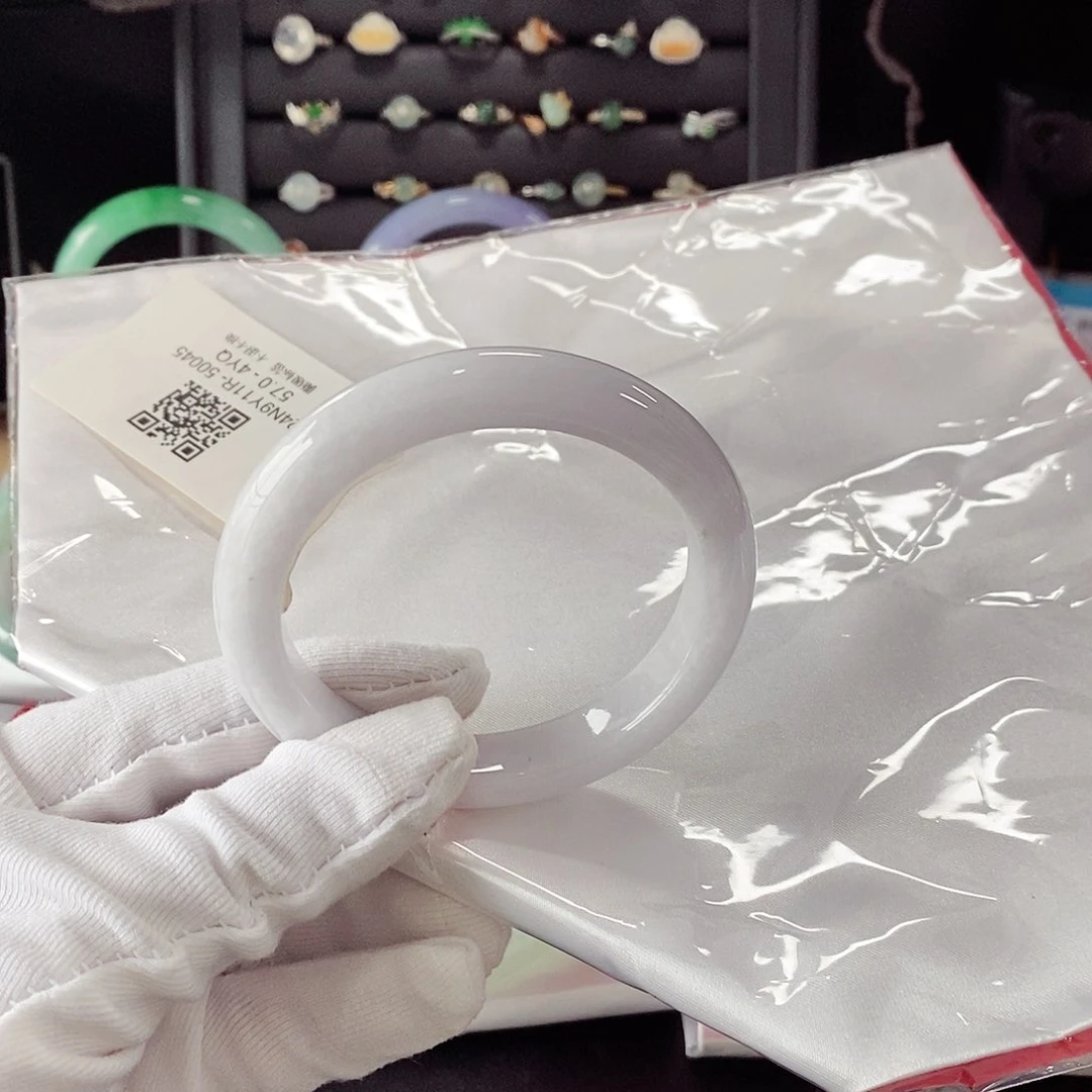 翡翠手镯未镶嵌55.5白月光