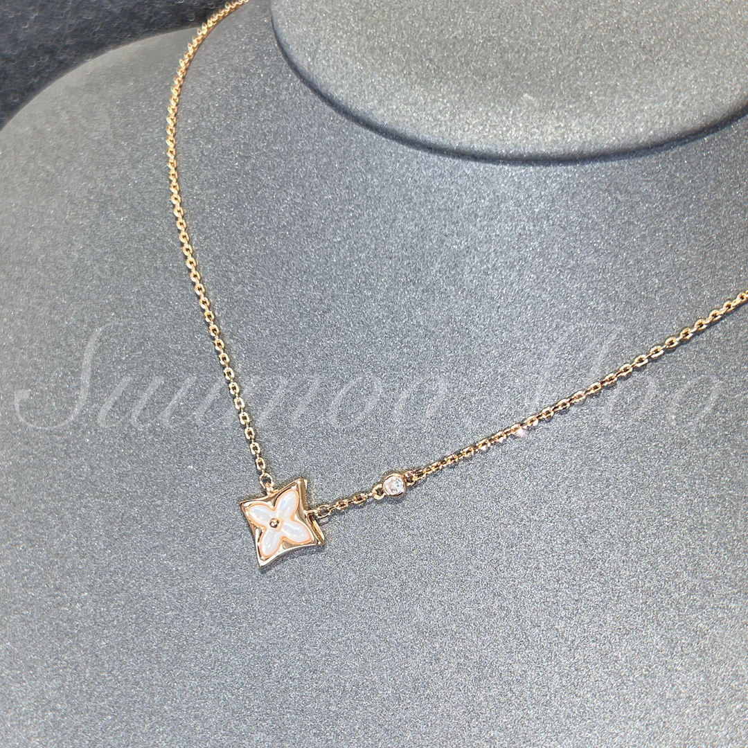 钨金合成锆石项链 法式时尚花花项链