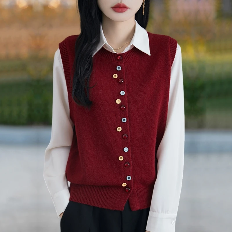 胖mm春秋大码马甲背心女2025新款外搭针织开衫高级感短款毛衣外套