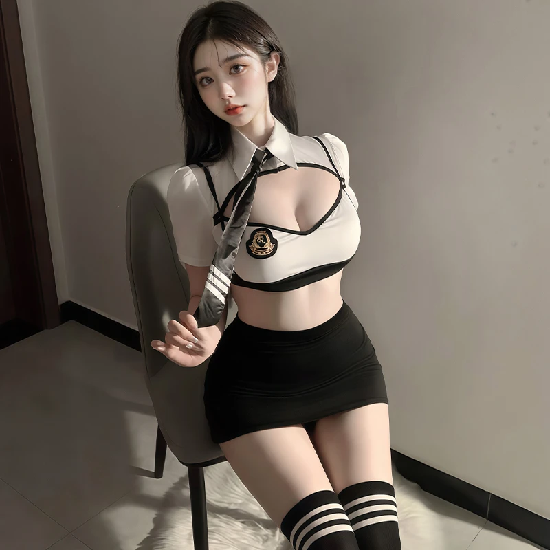 辣妹性感夏季cos夜店酒吧套装诱惑蹦迪舞台制服纯欲风包臀短裙
