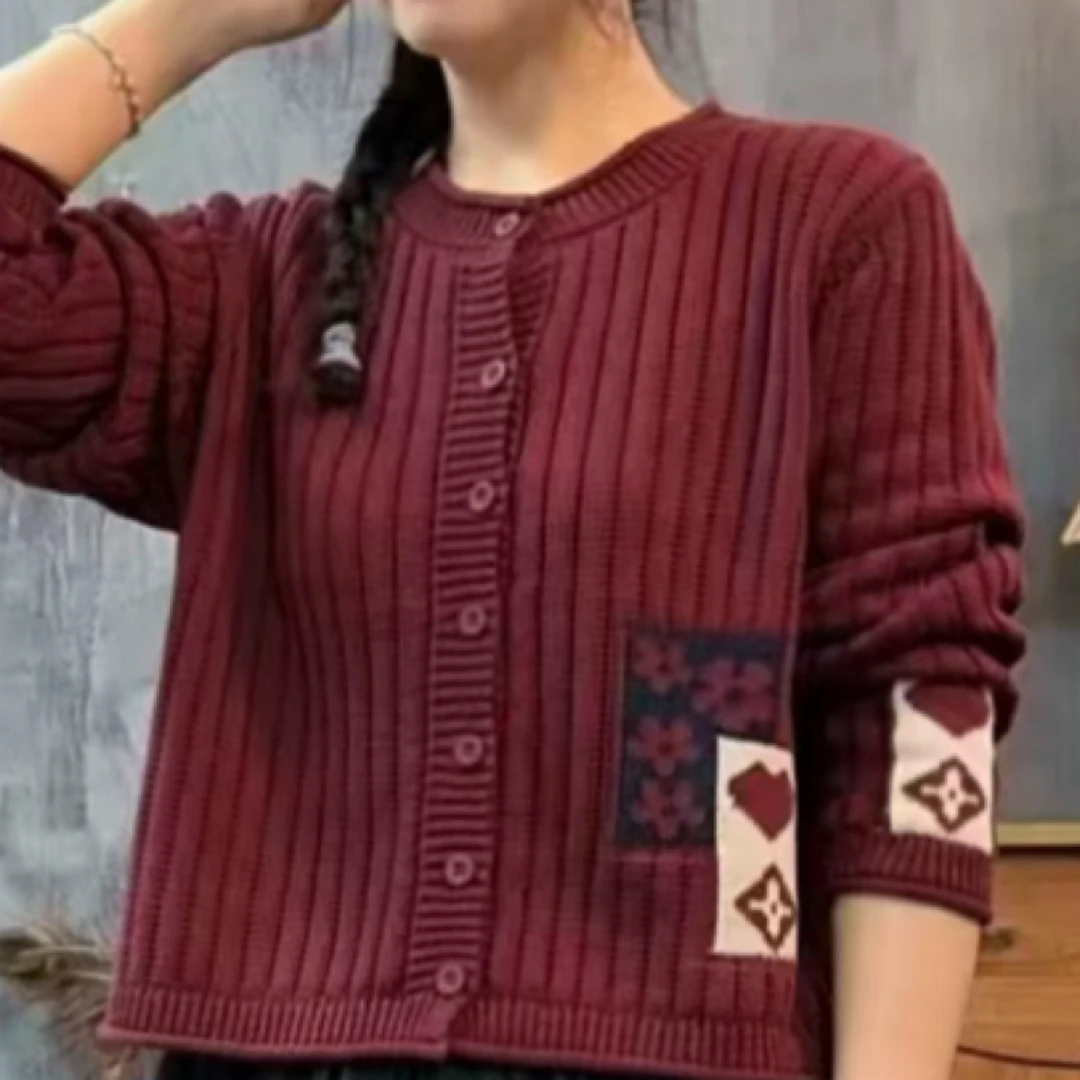 春季宽松厚款上衣秋冬秋季显瘦气质心形女毛衣毛针织衫针织衫