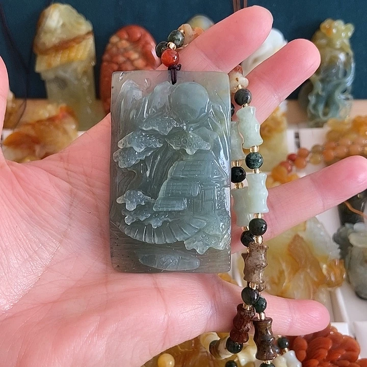 蛇纹石玉合金颈饰