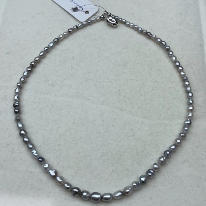 项链未镶嵌海水珍珠铂金灰keshi