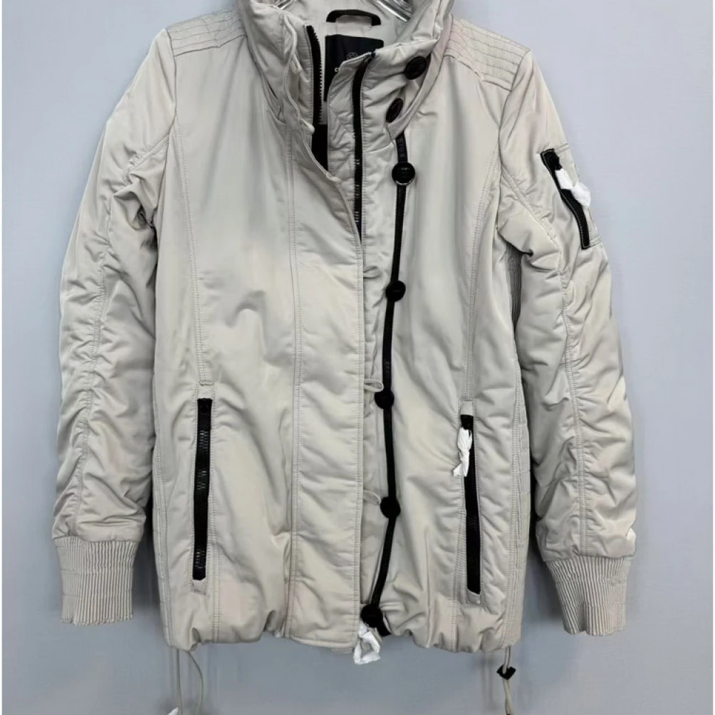 短款长袖拉链纽扣棉服2429