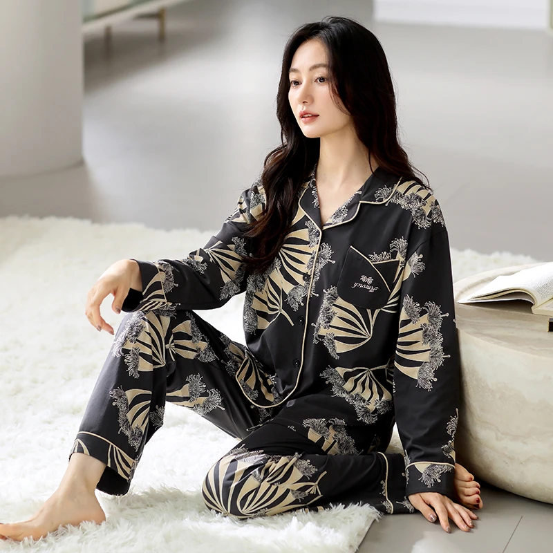 【高档爽棉】睡衣女士春秋款纯棉长袖女款秋季薄款中年妈妈家居服
