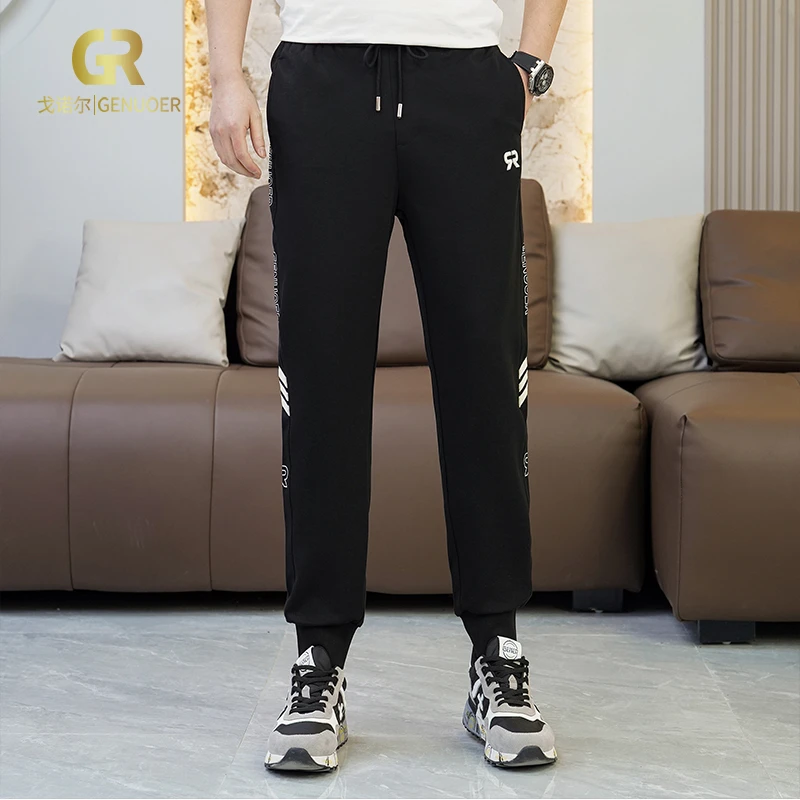 戈诺尔男士春夏季松紧腰休闲裤2024新款束脚抽绳运动长裤宽松