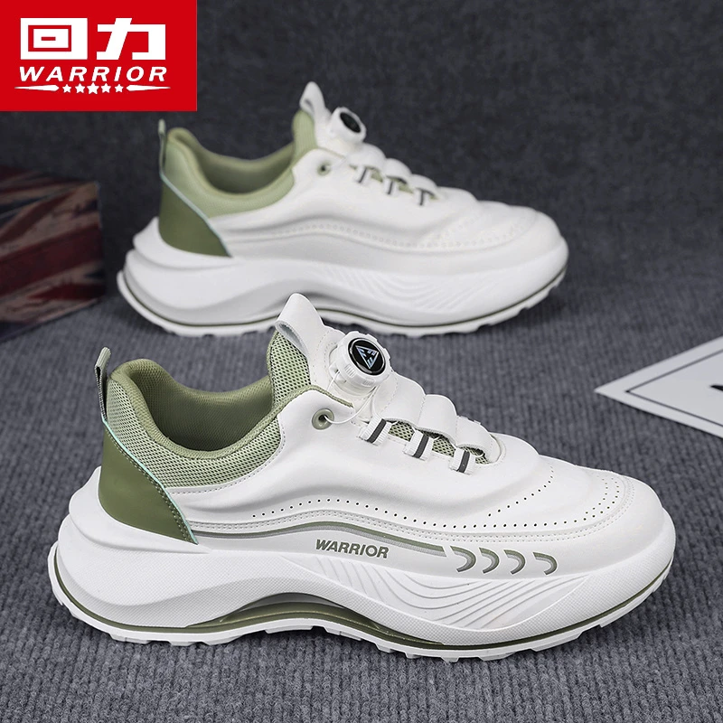 回力男鞋冬季2025新款旋转纽扣运动鞋青少年厚底增高皮面老爹潮鞋