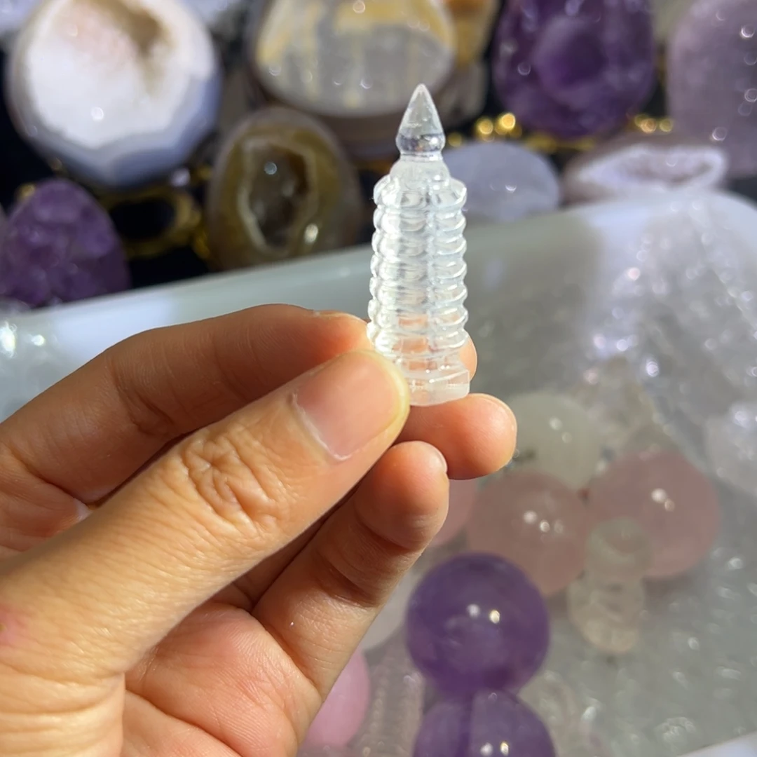 紫晶珠宝半成品未镶嵌25白水晶文昌塔