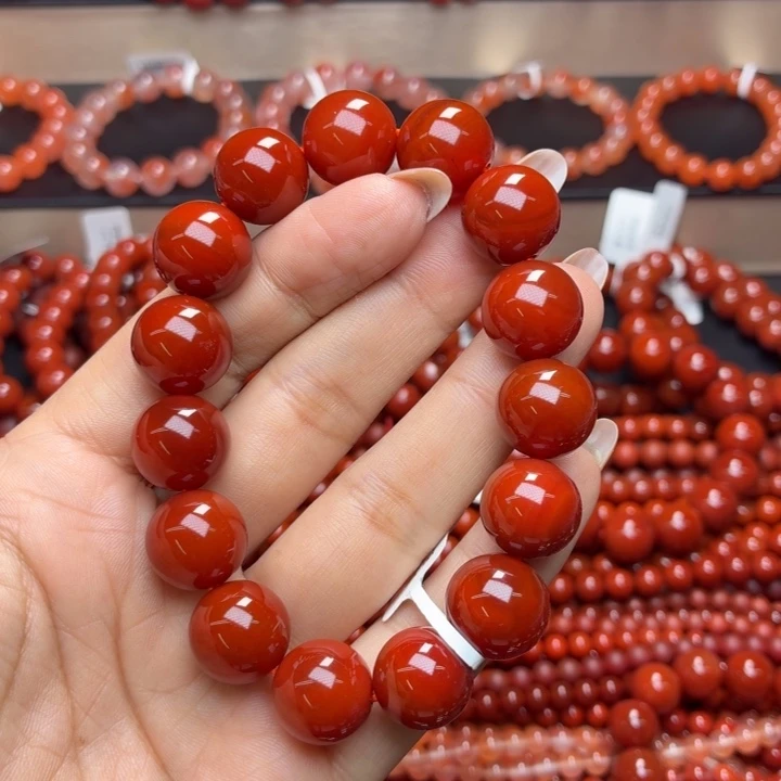 要***哦玛瑙/玉髓未镶嵌天然玛瑙手串单圈