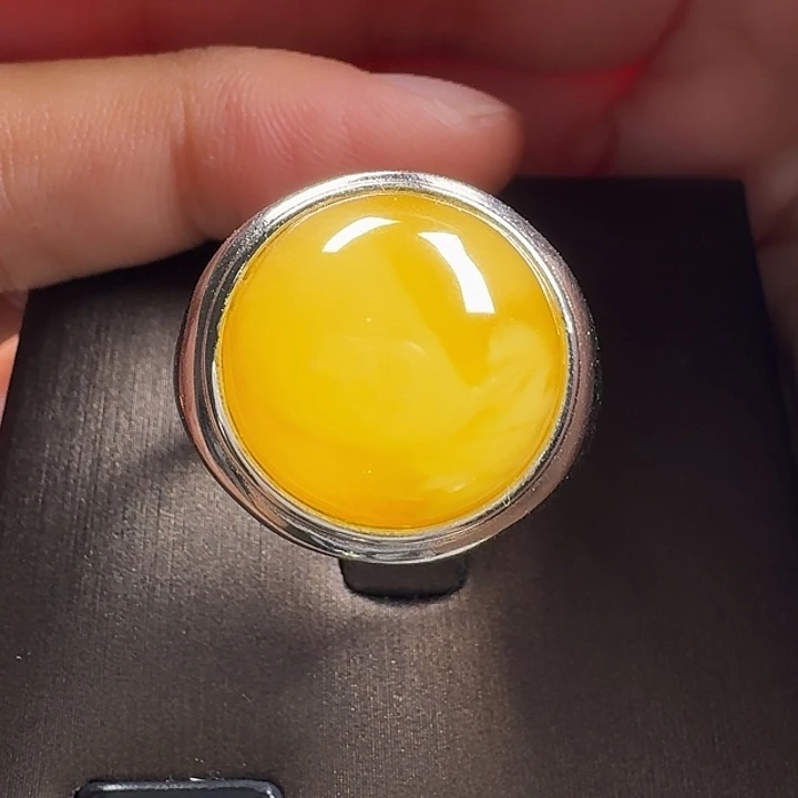 @***后蜜蜡银S925镶嵌戒指戒指