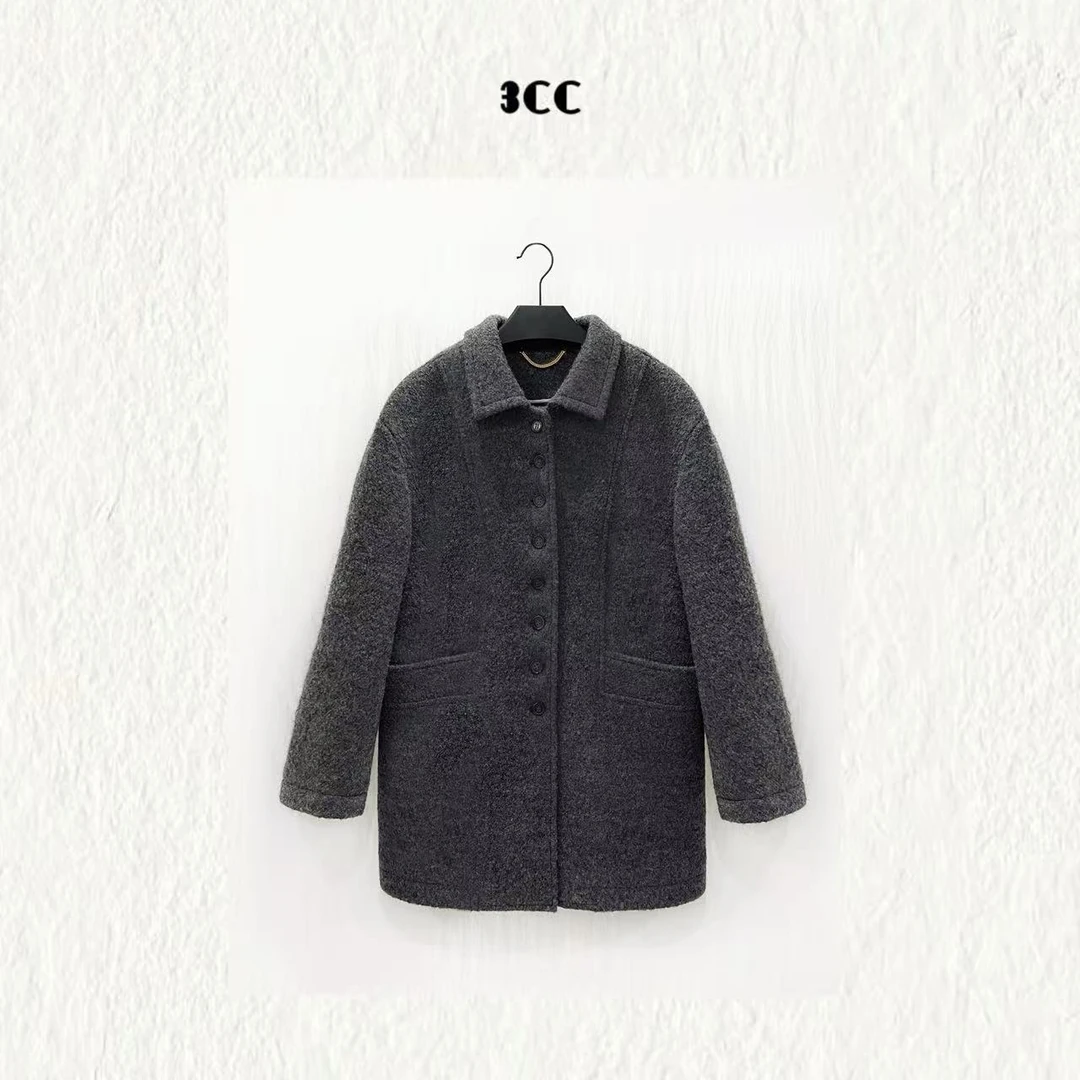 3CC【优雅凯特】设计师经典100%羊毛大衣仪式感外套ZC 0922