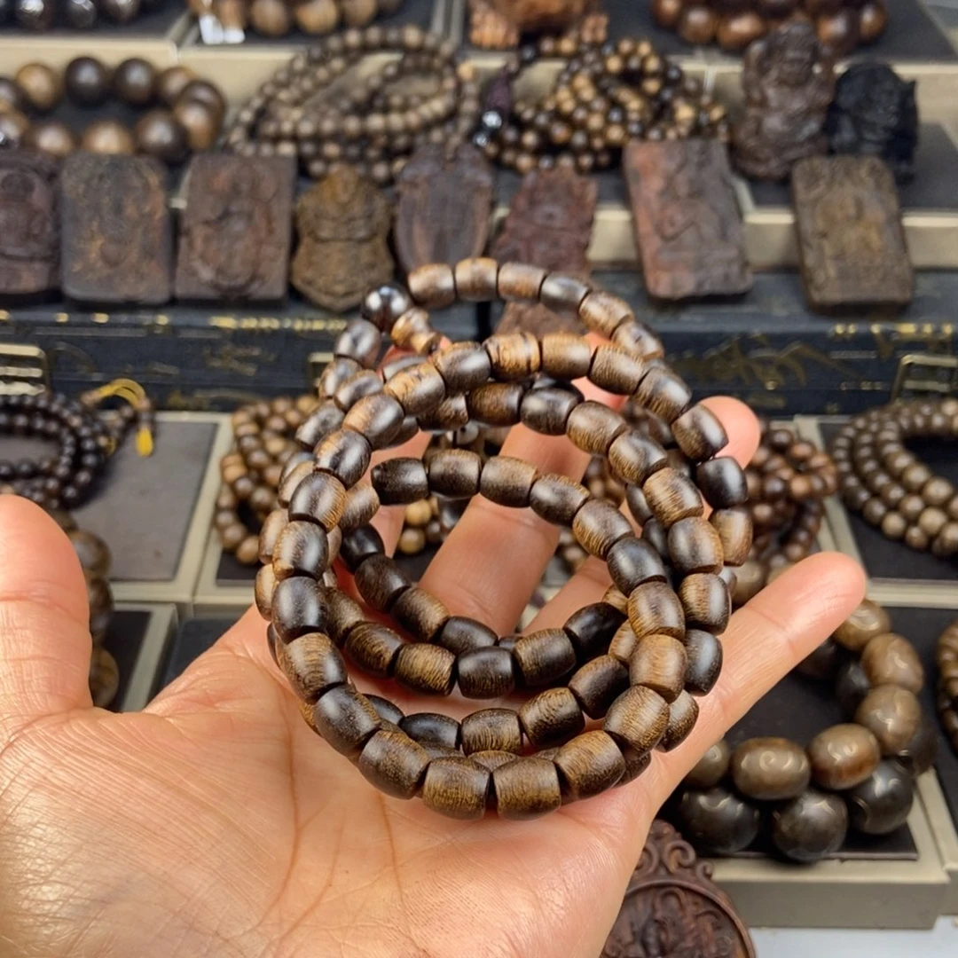 沉香手串王*之越南芽庄白棋玉化留疤