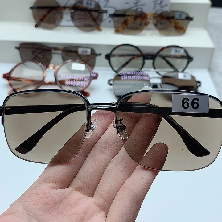 中茶色半框眼镜66