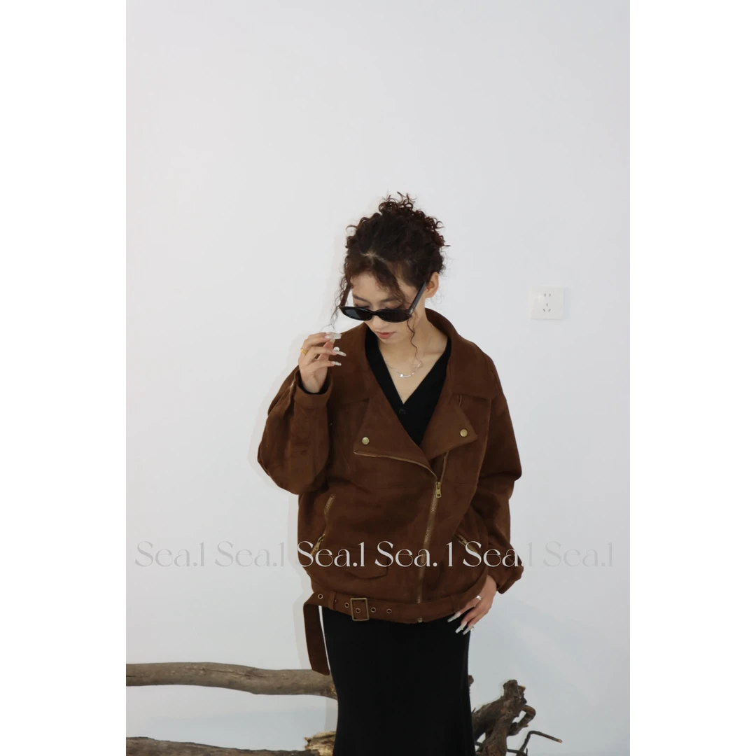 SEA.1 私服C位 复古麂皮绒短外套女秋冬小个子宽松短款气质夹克
