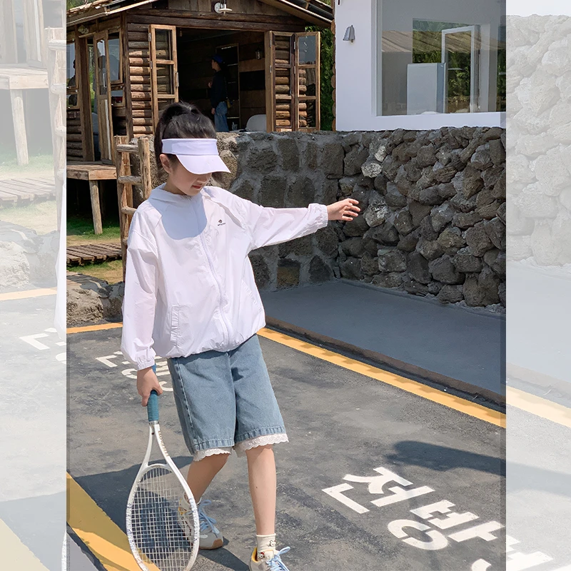 西西家女童2025夏季新款户外防晒衣儿童冰丝轻薄连帽外套KLK9670
