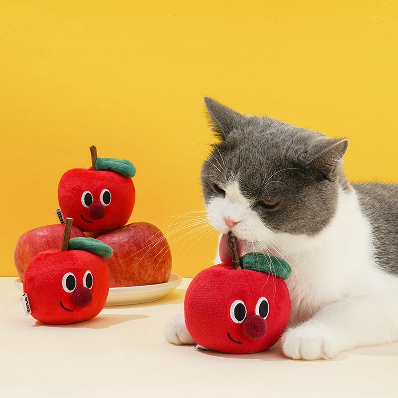 苹果猫玩具木天蓼耐咬磨牙玩具自嗨猫薄荷逗猫棒猫用品洁齿棒啃咬