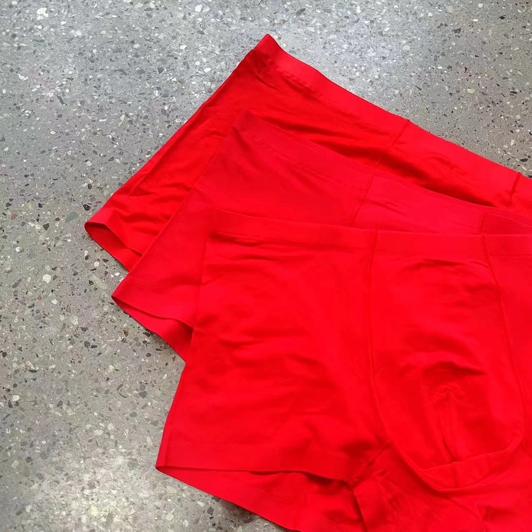 6009男士红色透气舒适窄边无痕红内裤男内裤