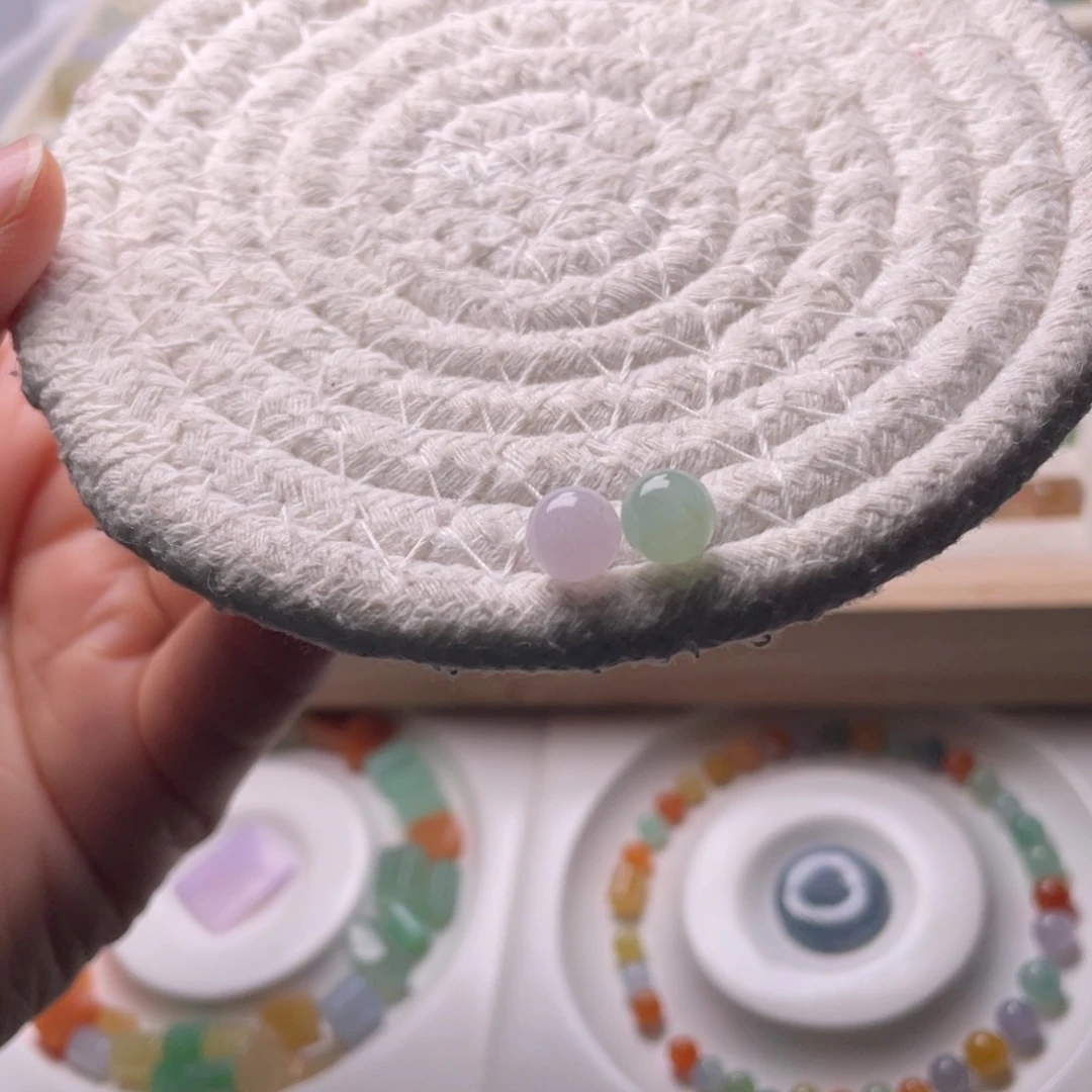 未镶嵌手链翡翠卡7粉珠绿珠