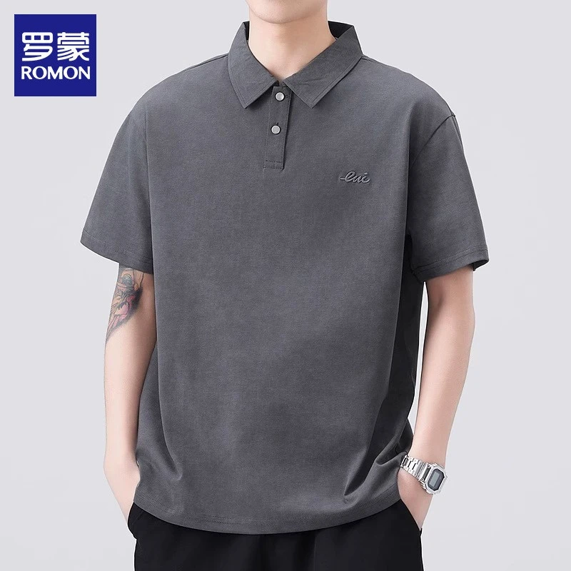 罗蒙短袖男款Polo衫2025夏季翻领体恤上衣服宽松休闲半袖t恤男装