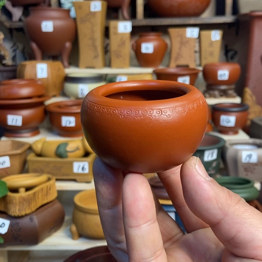 紫砂花盆孙伟手拉胚，内口经尺寸4×3