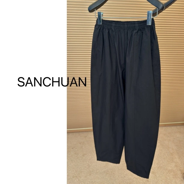 【SANCHUAN 】轻薄松紧腰压皱休闲裤