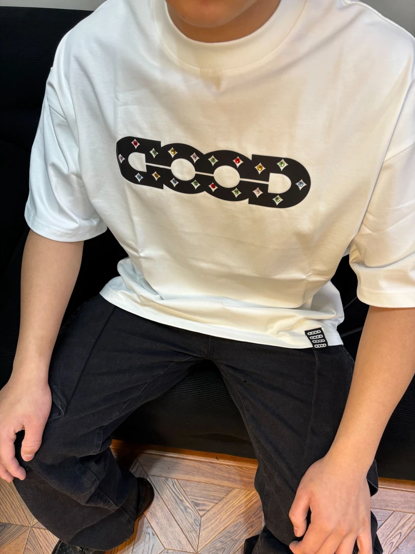 c&H(经典烫钻）烫钻t恤宽松纯棉重磅潮流短袖