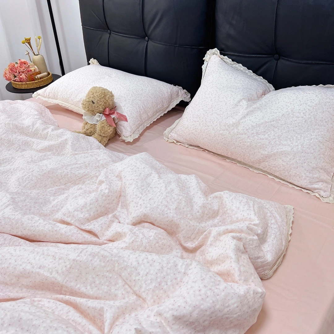 全棉纱布~A类母婴纯棉双层纱四件套工艺款柔软人字纹床单学生宿舍