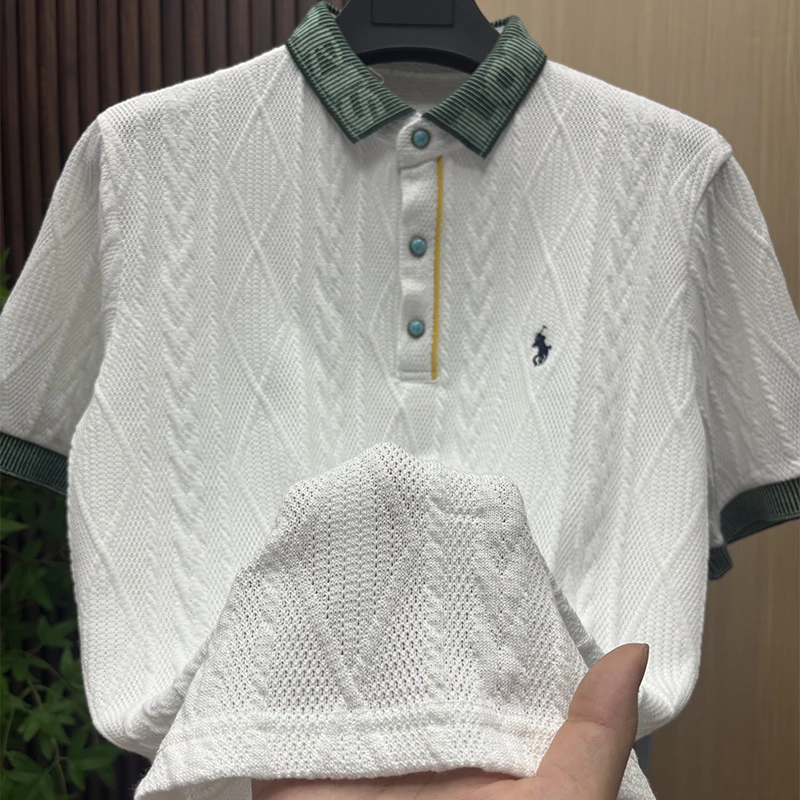 2025夏季新款刺绣轻奢POLO衫短袖男士翻领T恤商务休闲大码半袖潮