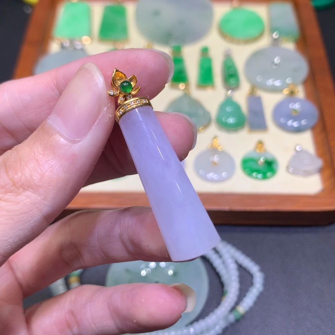 翡翠18K金镶嵌吊坠(不含链)