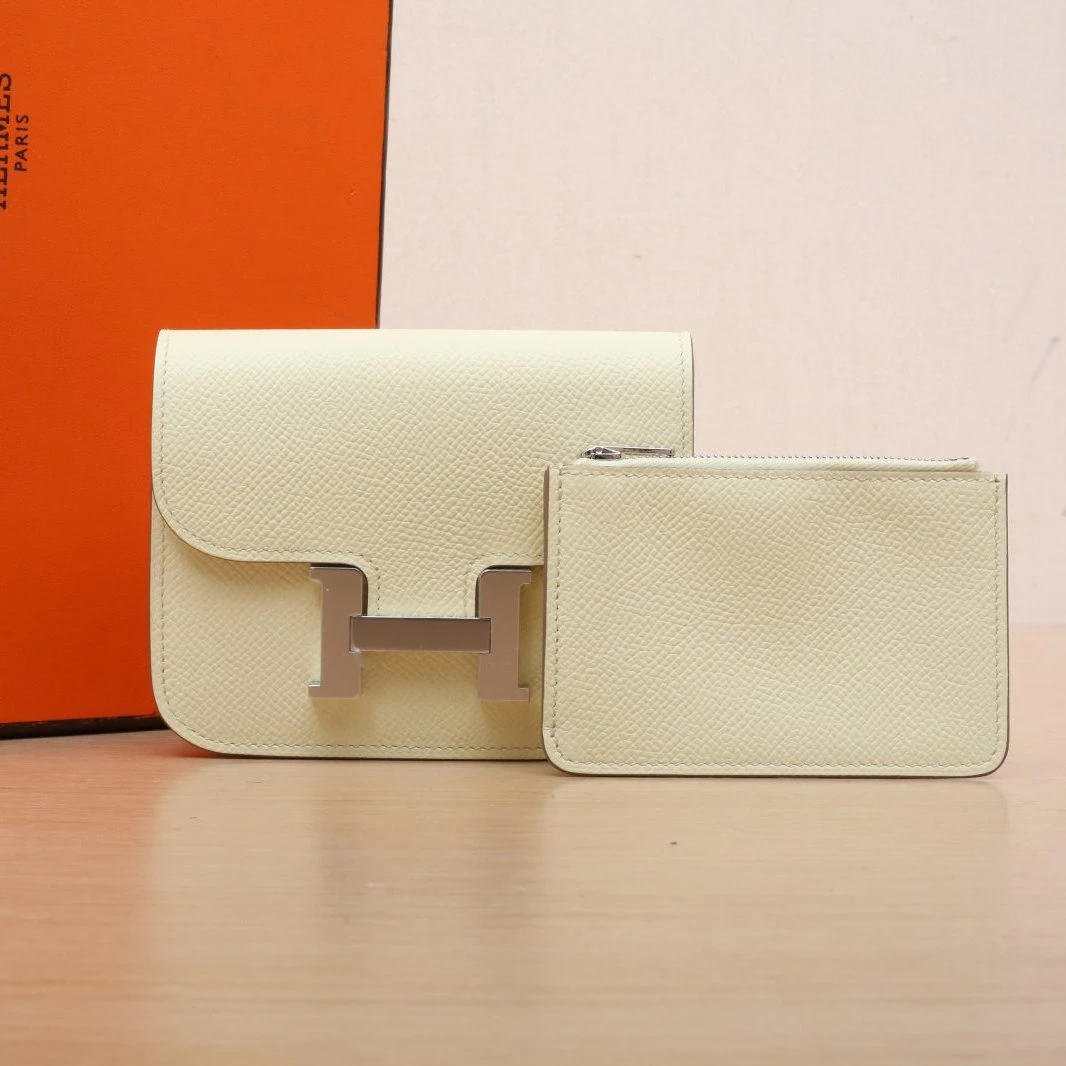 99新 Hermes/爱马仕 【念念特价】康康 Slim I8米尔顿黄 W刻 银扣包