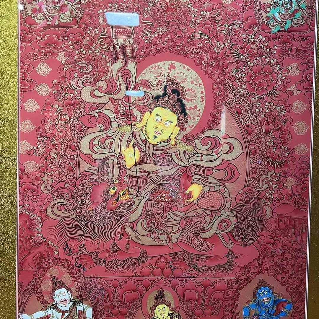 装裱画无***年全手绘热贡唐卡五路财神
