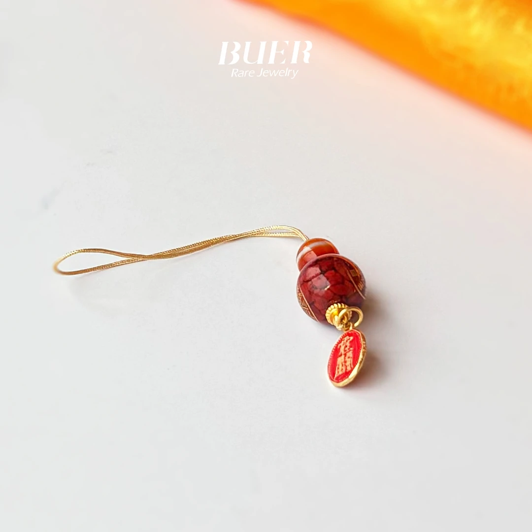 天然辰砂【不二】朱砂DIY手机挂