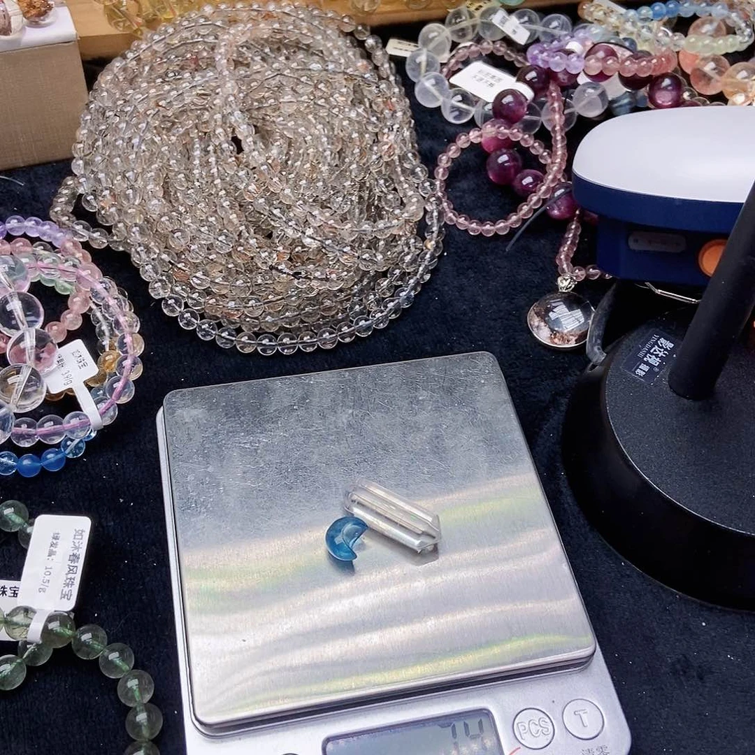 水晶手串未镶嵌刘*玥蓝针➕海蓝宝