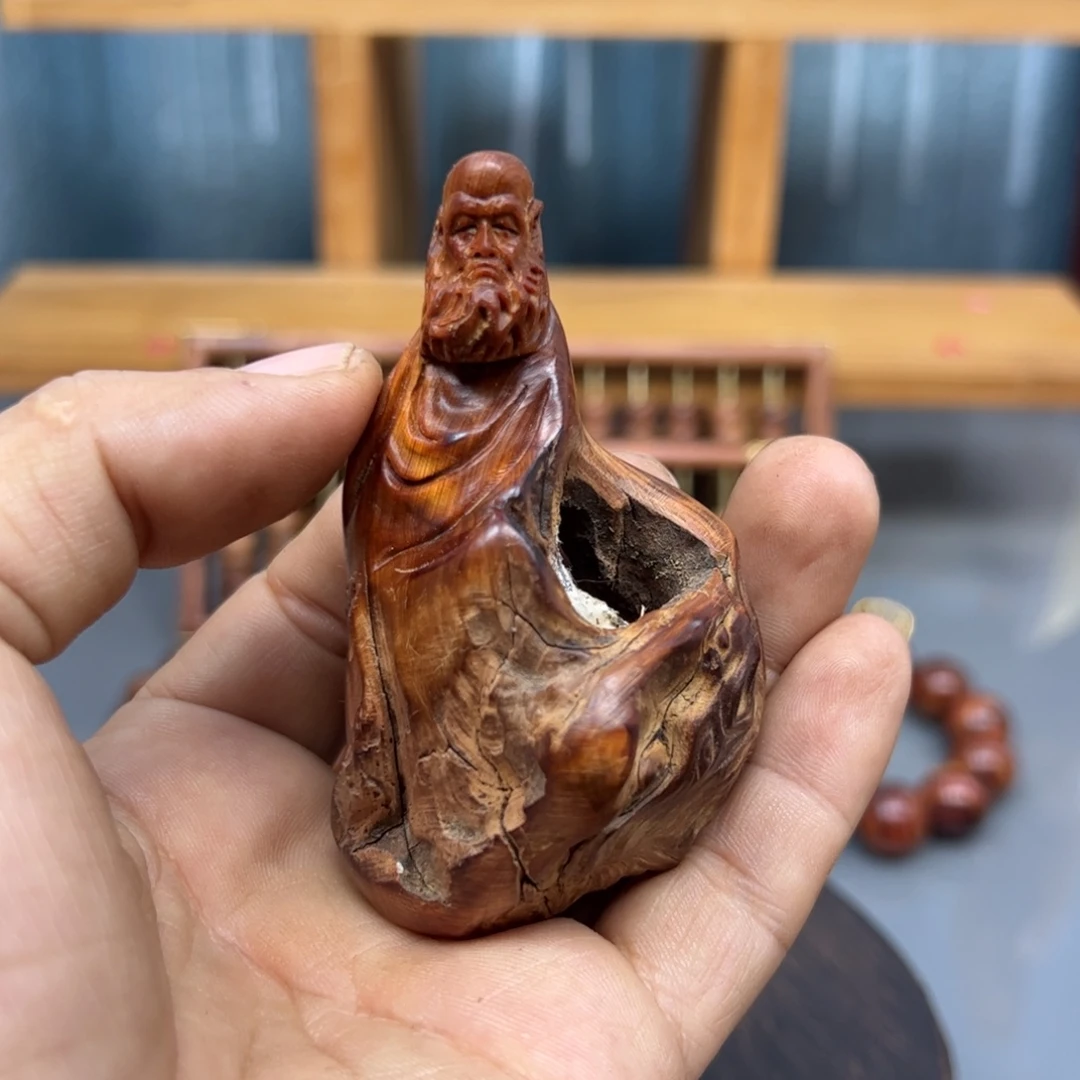 微***笑木崖柏木摆件手把件，