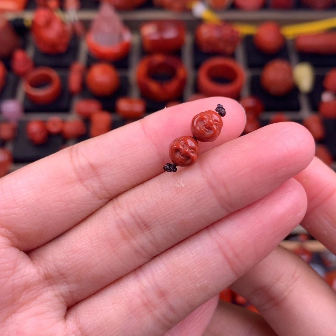 南红玛瑙未镶嵌笑佛弟子珠6+