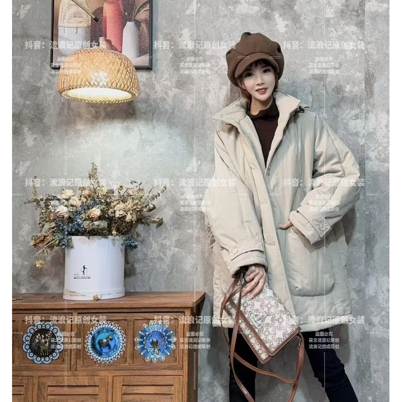 【沐木流浪记】（彩华）秋冬季时尚百搭袖口固定扣连帽女装外套z a666